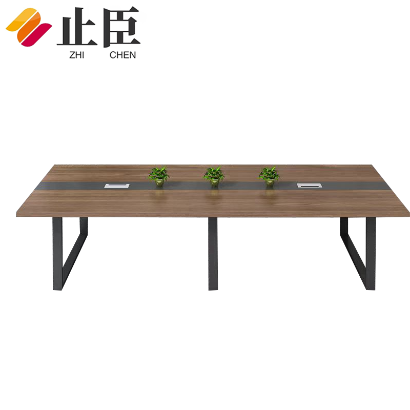 止臣 会议桌4.5m 现代简约会议桌接待洽谈桌培训桌贴木皮会议桌高清大图