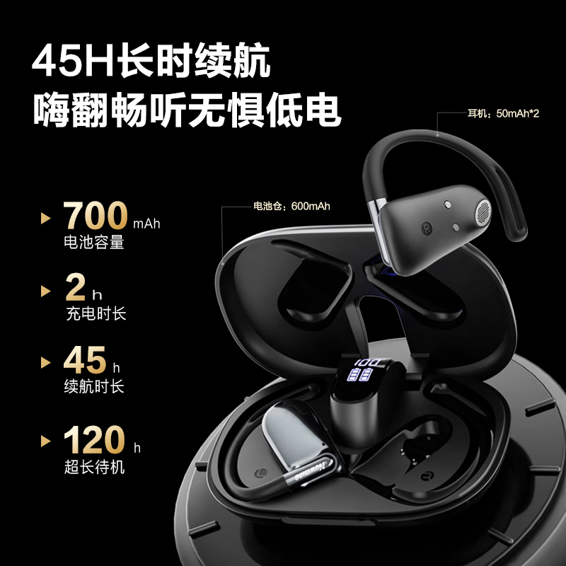 纽曼 Q11[声学旗舰]蓝牙耳机挂耳式骨传导概念开放式不入耳运动跑步通话降噪高端音质通用高清大图