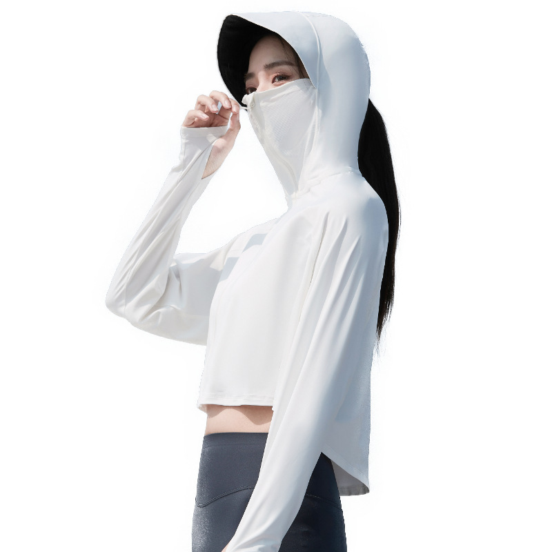 黑胶帽檐防晒衣女士冰丝连帽透气外套防紫外线防晒服