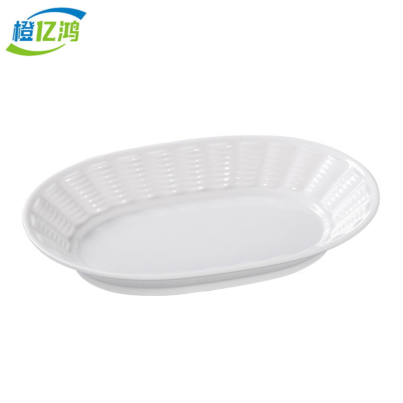橙亿鸿 密胺仿瓷椭圆深盘 饭盘 11英寸/个高清大图