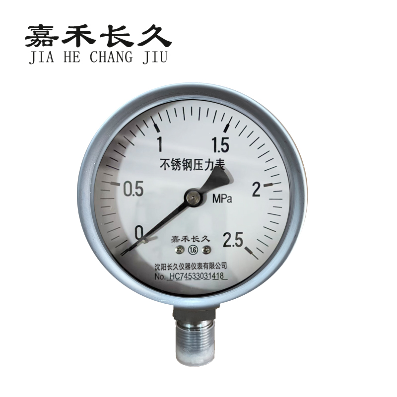 嘉禾长久 不锈钢耐温压力表检测型 Y100BF 块 0-2.5Mpa