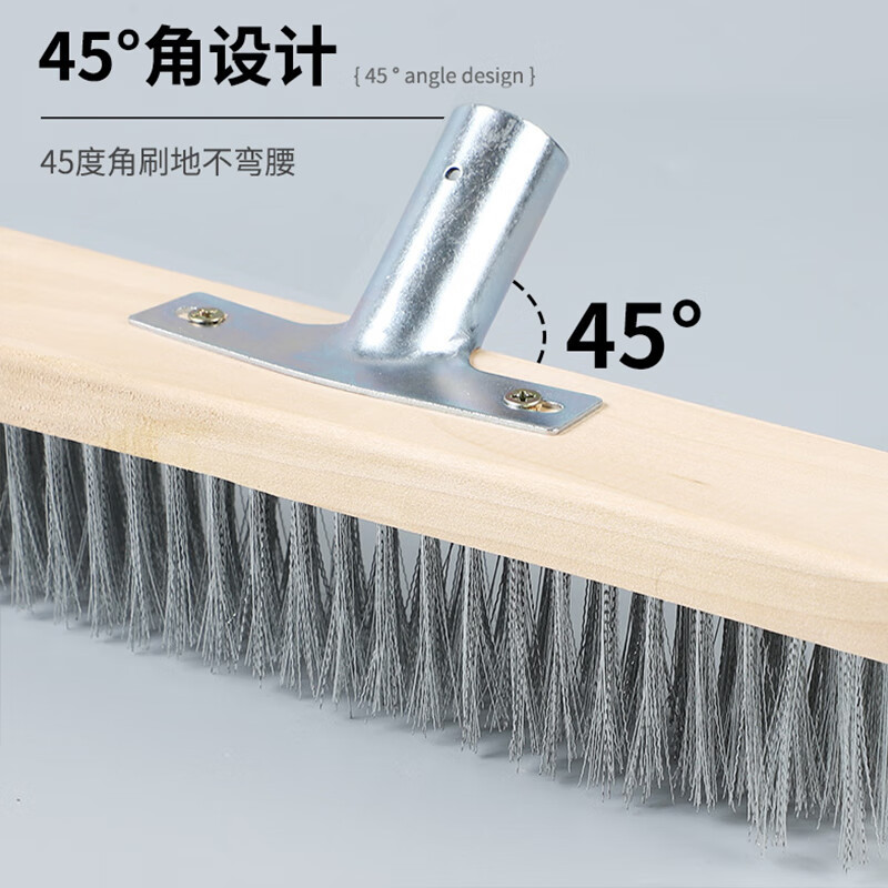 海斯迪克 钢丝刷 除污除锈长柄地板刷 青苔清洁甲板刷 30cm钢丝刷头+铁件 单位:个
