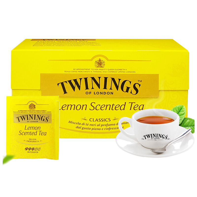 TWININGS川宁进口红茶 休闲下午茶 沁香柠檬红茶茶包2g*25包/盒
