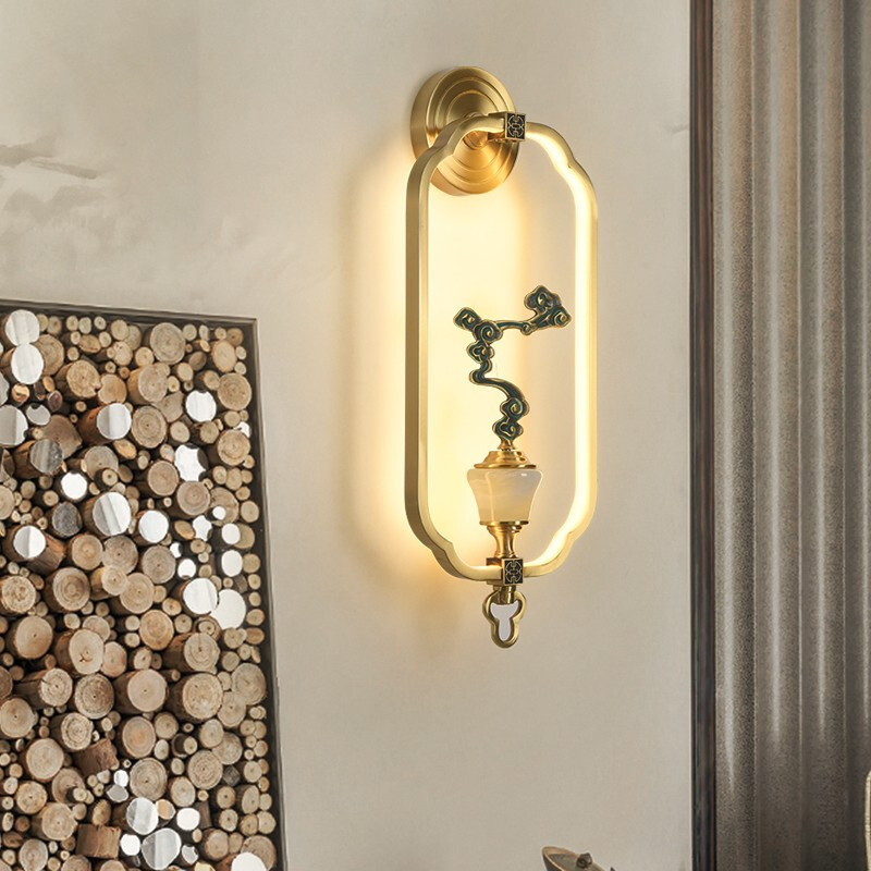 澳松 新中式壁灯现代简约轻奢客厅背景墙走廊全铜灯设计师卧室床头