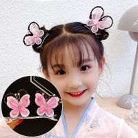 儿童发夹女古风蝴蝶结发卡女童可爱小公主假发辫子头饰汉服配饰 F-140粉色