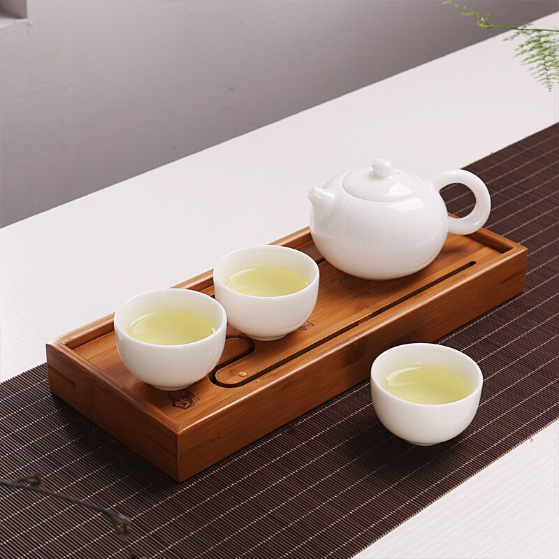 凯斯唯嘉 旅行茶具套装德化白瓷便携包功夫茶具一壶三杯户外简约家用