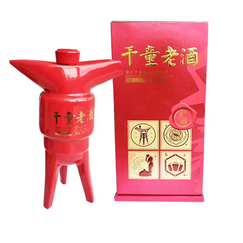 千童白酒老酒红樽婚宴礼盒送礼樽型浓香型42vol单瓶装500ml纯粮酿造