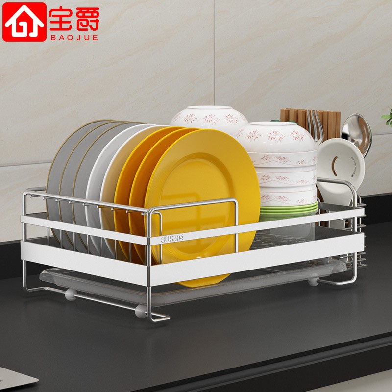 304不锈钢厨房用品置物架单层碗碟架放碗筷收纳架晾碗架沥水架收纳层架三维工匠 304不锈钢【单层碗碟架】无筷子篮