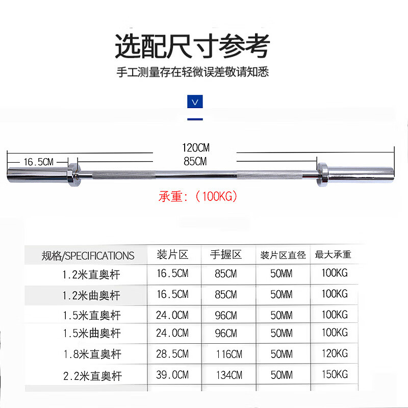 义拓 健身房专用奥杆 家用杠铃杆直杆 举重杠 1.2米直奥杆高清大图