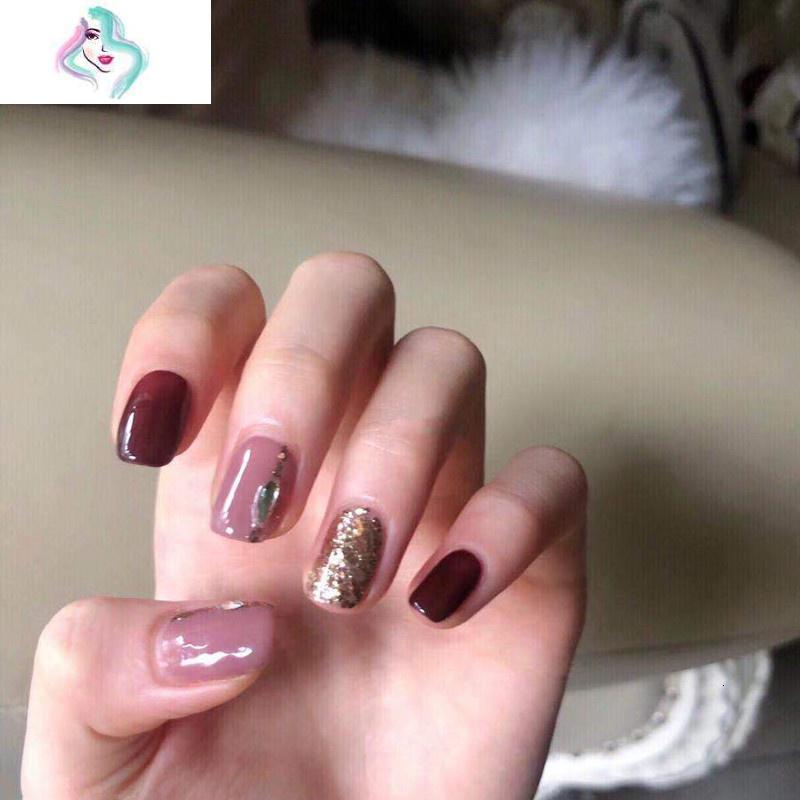 假指甲贴片光疗成品 酒红跳色秋冬新款 新娘甲孕妇甲片美甲定制 你