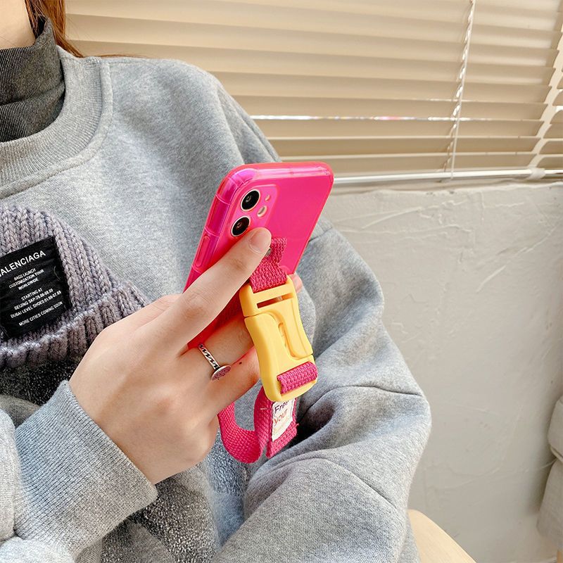 红色 苹果12 苹果11腕带手机壳 户外防丢便携手腕绳壳 iPhone12手机壳保护套
