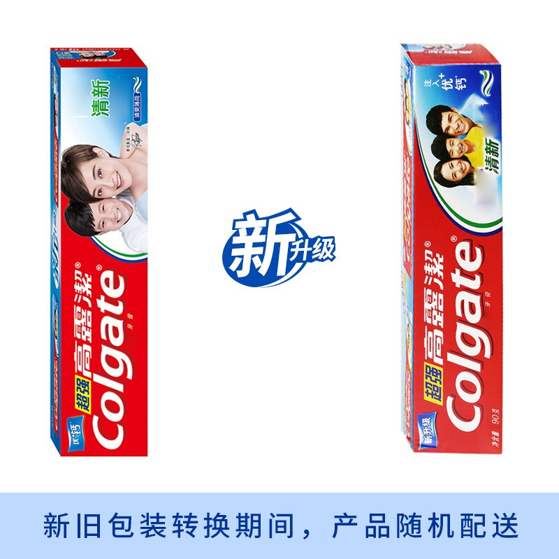 高露洁 超强牙膏 固齿清新去牙渍薄荷家用款超强 140克一支高清大图