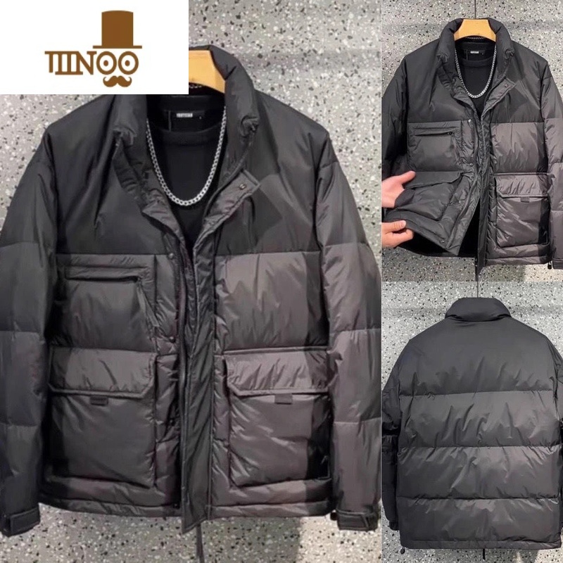 YANXU冬季新款立领棉服修身男士社会纯色百搭潮流休闲外套网红同款棉袄高清大图