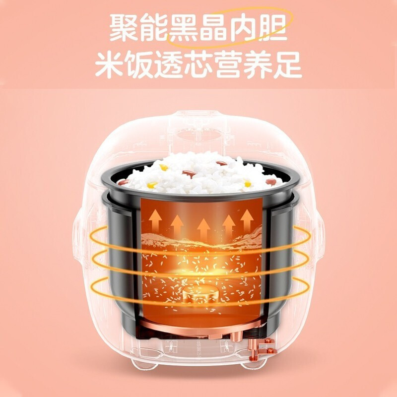 美的(Midea)电饭煲MB-FB12X1-306E家用1.2升迷你2-3人电饭锅煮饭锅焖香米饭蒸煮聚能黑晶不粘内胆高清大图