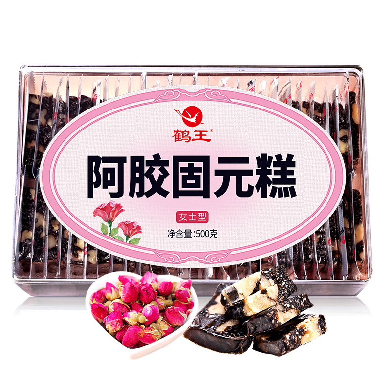 鹤王阿胶糕即食女士型500g纯山东手工固元膏ejiao阿胶膏方块片
