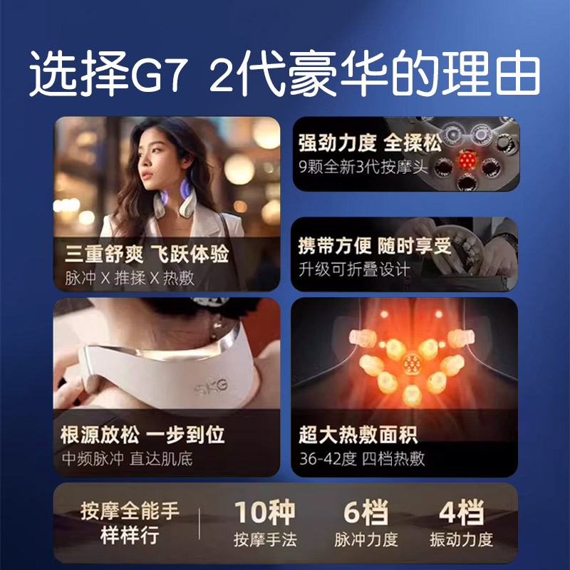 生日礼物推荐SKG肩颈按摩仪G7-2代豪华颈部按摩仪颈椎按摩器高清大图