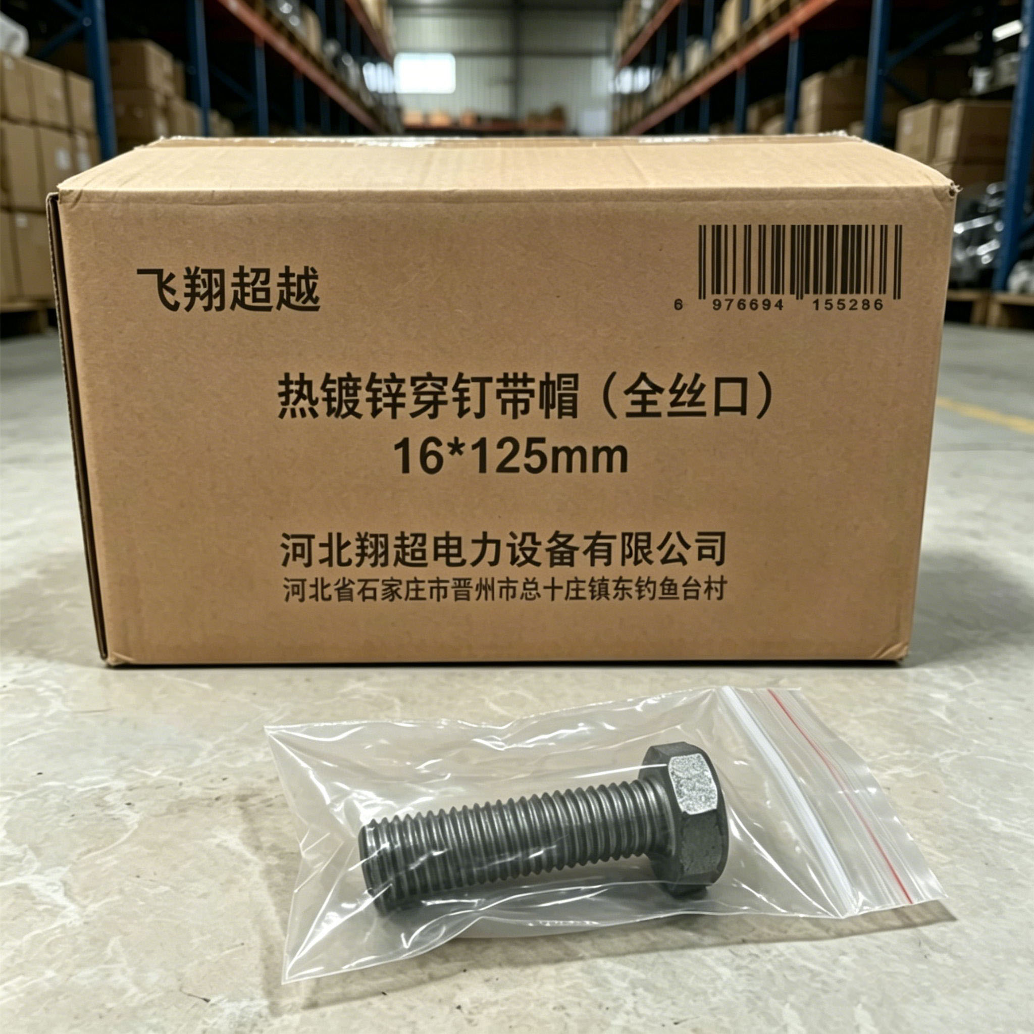 飞翔超越 热镀锌穿钉带帽(全丝口) 16*125mm 根高清大图
