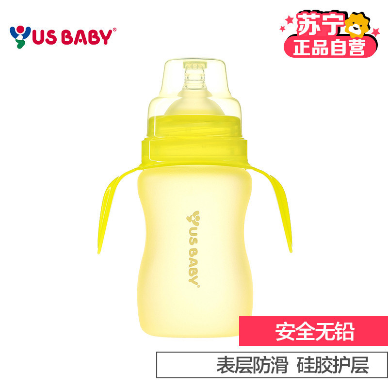 优生真母感硅胶特护玻璃手把吸管奶瓶宽口240ml-U10515