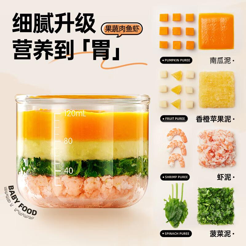 小熊(Bear)婴儿辅食机多功能研磨料理机小型料理机 SJJ-F02M1 8叶刀头 双杯双刀辅食机