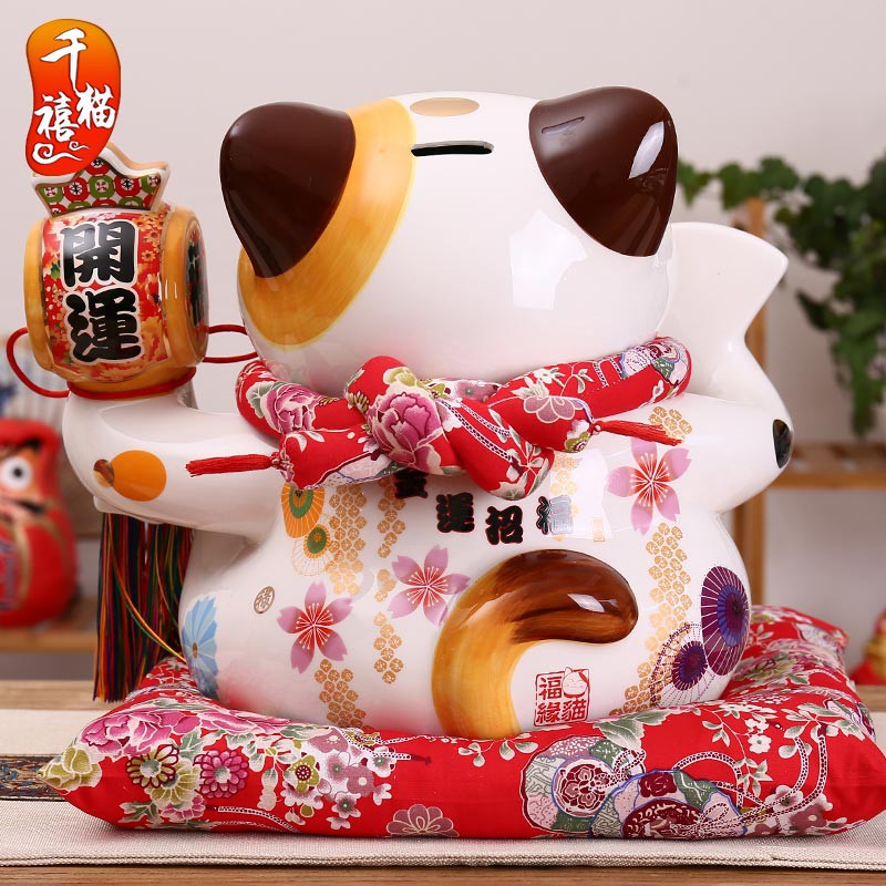特大号大嘴巴猫摆件店铺开业礼品家居饰品陶瓷储蓄罐 三维工匠 14寸万岁猫猫高清大图
