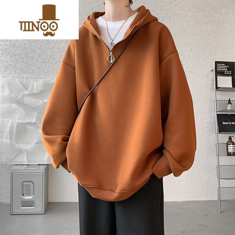 YANXU540g半拉链卫衣男加绒潮牌硬挺连帽外套over外连0加高清大图