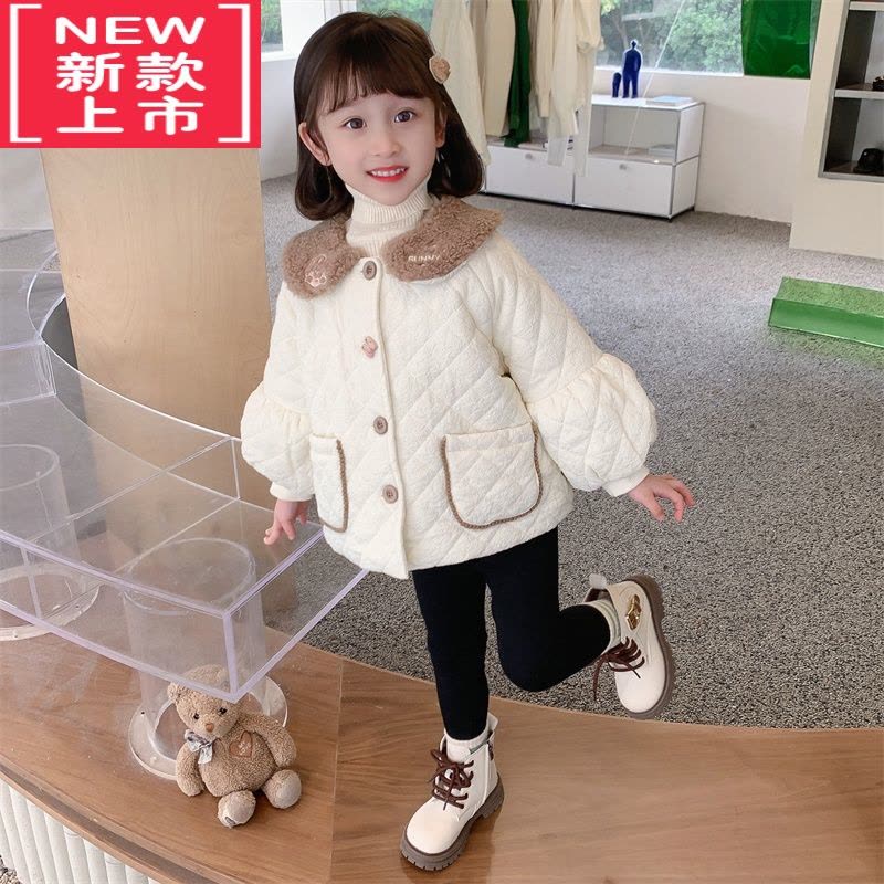 可莉允女童加绒棉服外套秋冬季2022新款儿童棉袄女宝宝洋气冬装加厚棉衣图片