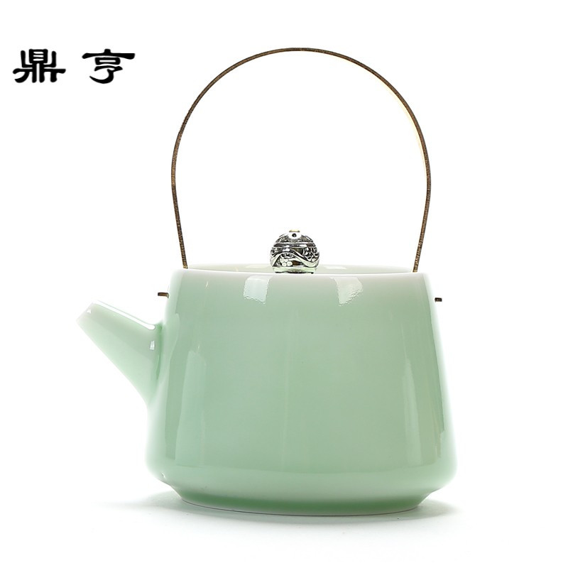 鼎亨青瓷茶壶陶瓷功夫茶具小茶壶提梁壶梅子青粉青泡茶壶小号单茶