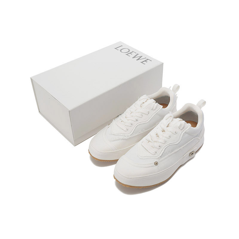 罗意威loewe男士织物deconstructed系带厚底休闲运动鞋小白鞋m816282x