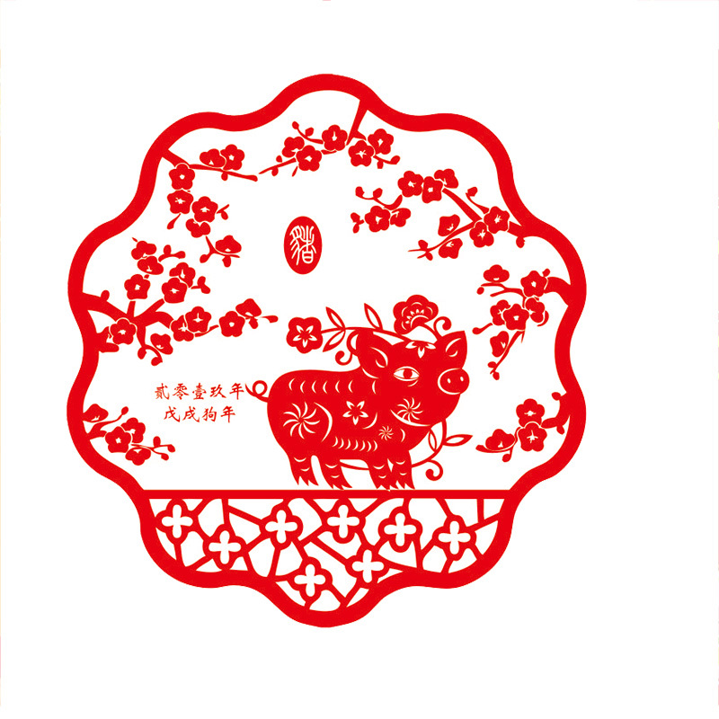 新年静电贴窗花25x25 节庆新年装饰(10个/包)SCP-2166(此为单包价,起订50包不足起订量不发)