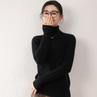 秋冬高领女堆堆领百搭大码套头毛衣修身打底针织衫内搭洋气 M 黑色