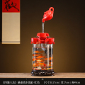 循环流水器生财摆件招财景观鱼缸创意家居办公室客厅开业乔迁礼客 均码 四通八达悬壶流水鱼缸-红色