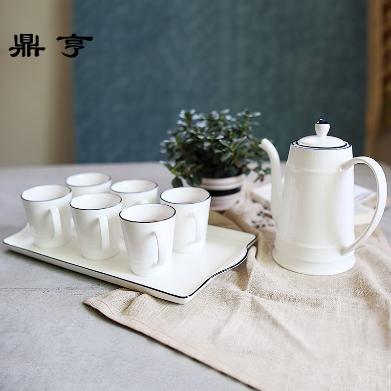 鼎亨那些时光 陶瓷凉水壶水具套装 冷水壶家用泡茶壶水杯整套杯具