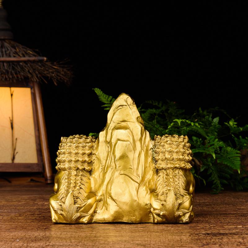 家柏饰(CORATED)石敢当摆件 铜泰山石敢当补角物狮子摆件小号高清大图