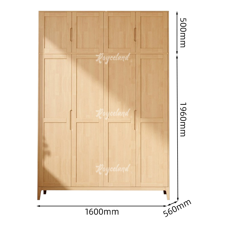 洛诗莲 (RoyceLand) 简约实木衣柜四门收纳柜加顶柜