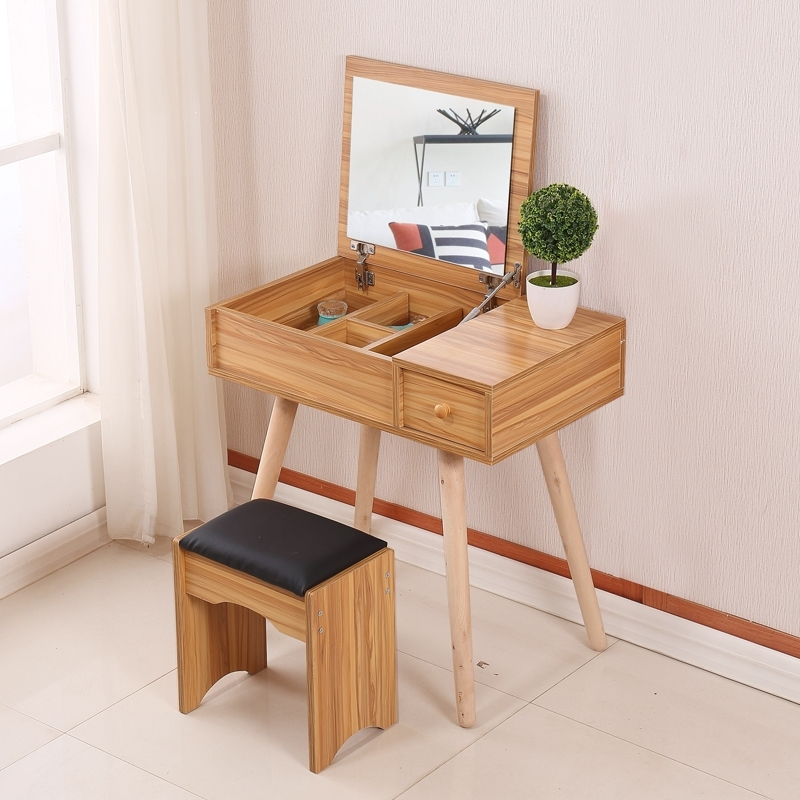 北欧梳妆台卧室小户型化妆柜60c0cm经济迷你化妆桌翻盖化妆台