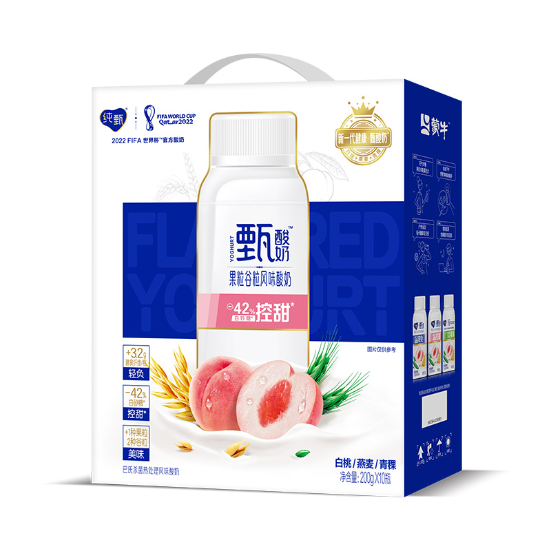 蒙牛 纯甄 常温风味酸牛奶 白桃燕麦青稞口味 200g*10盒高清大图