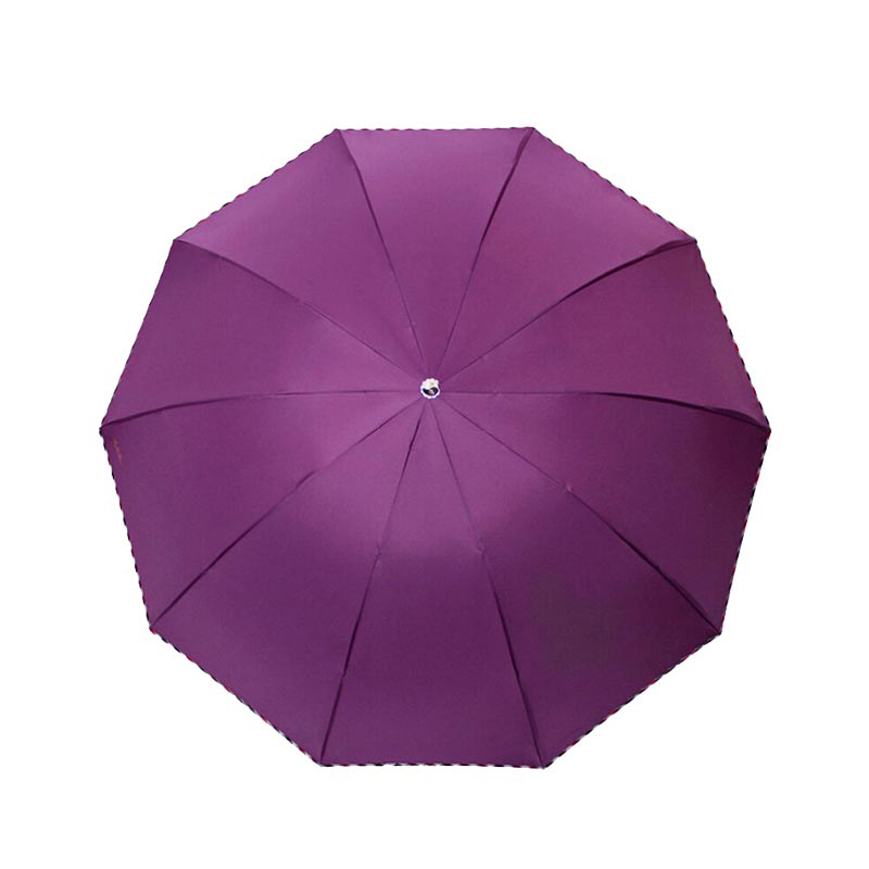 天堂伞 10骨三折雨伞深紫 3311E