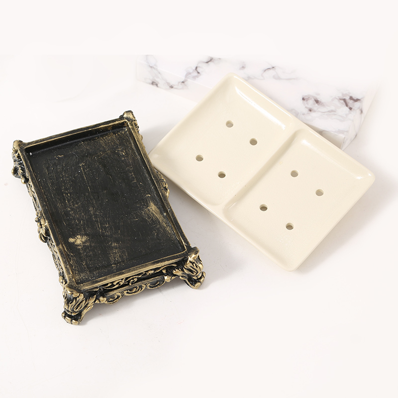 两格闪电客沥水香皂手工皂碟双层双格皂盘浴室清洁收纳盘 方形口杯1个