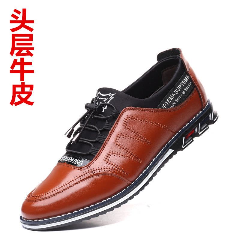 新款真皮男士休闲鞋时尚青年男鞋头层牛皮皮鞋透气韩版英伦单鞋男休闲鞋子 男图片