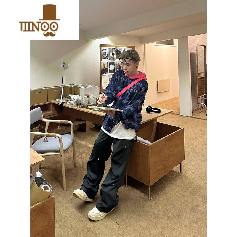 YANXUNECOYEP 2023美式高街设计感休闲裤男女宽松潮流百搭直筒ins长筒高清大图