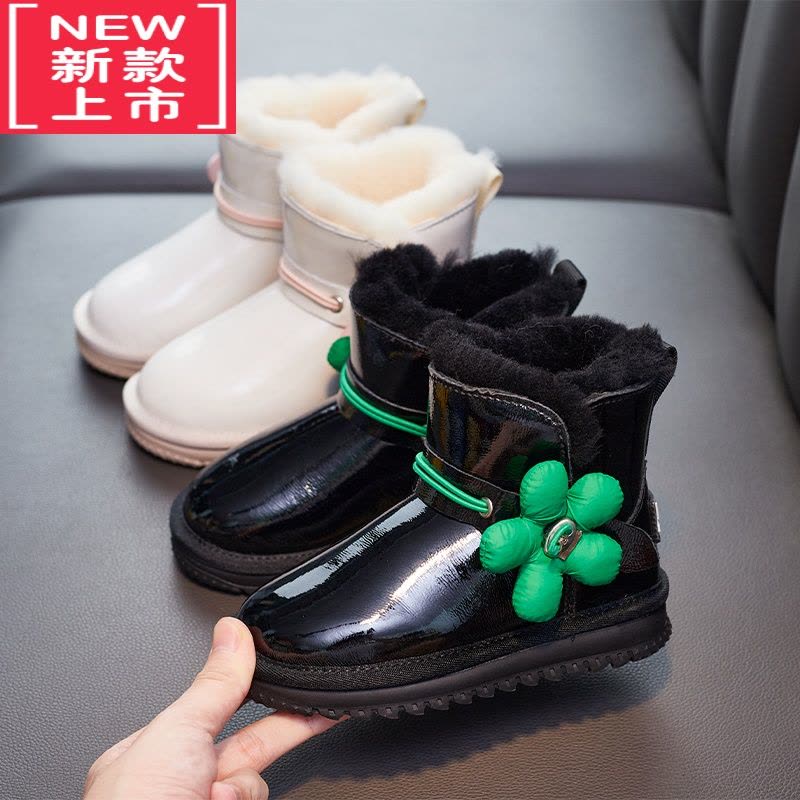 可莉允儿童雪地靴一体女童公主冬季保暖棉鞋女款软底防滑短靴子图片