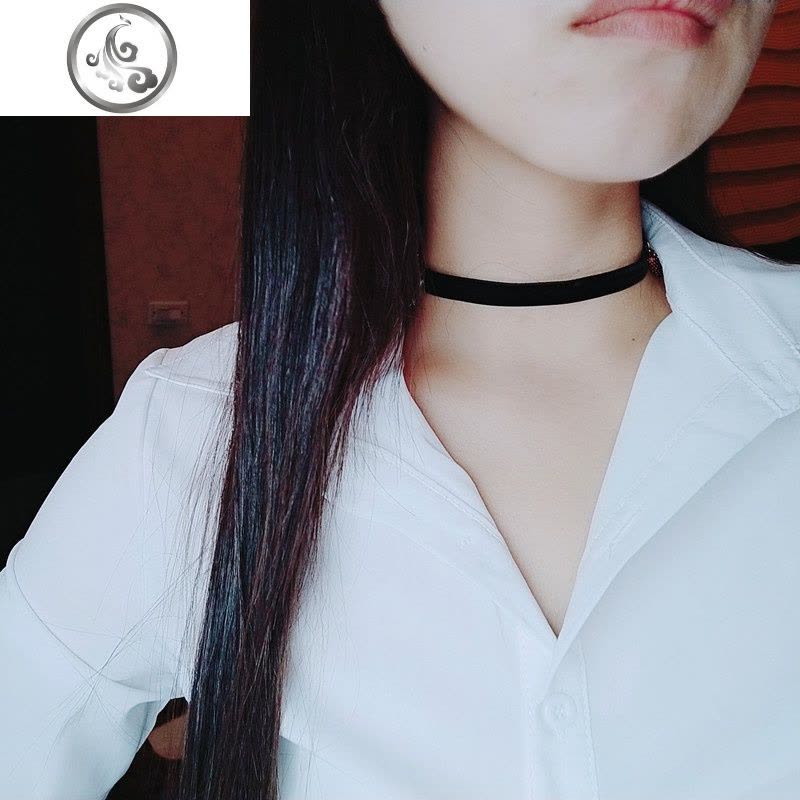 日韩复古欧美简约黑色丝绒带choker细颈带百搭项圈锁骨项链 JiMi图片