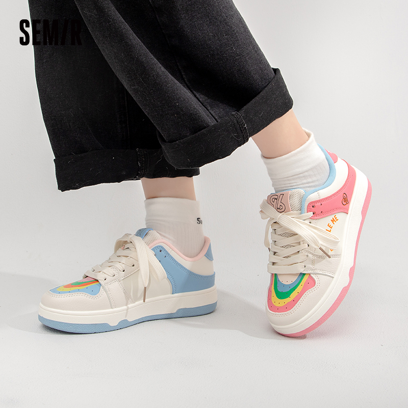 semir鸳鸯鞋女彩虹鞋子2023秋季新款ins潮小白鞋时尚百搭休闲板鞋