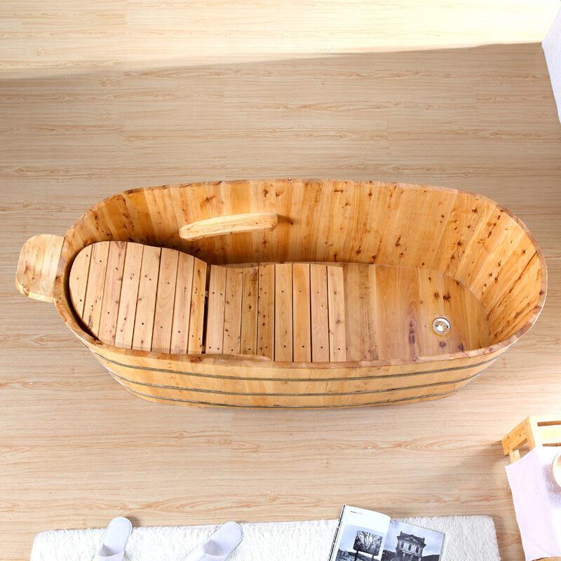 香柏木沐浴桶泡澡木桶浴盆家用熏蒸实木洗澡桶大浴缸全躺式1700*700*600mm加盖+蒸汽机波迷娜BOMINA