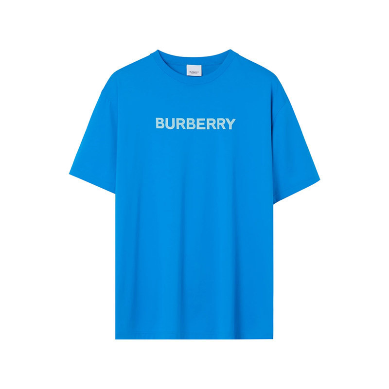 博柏利 burberry 男款棉质活力蓝徽标胶印宽松版圆领短袖t恤8065395