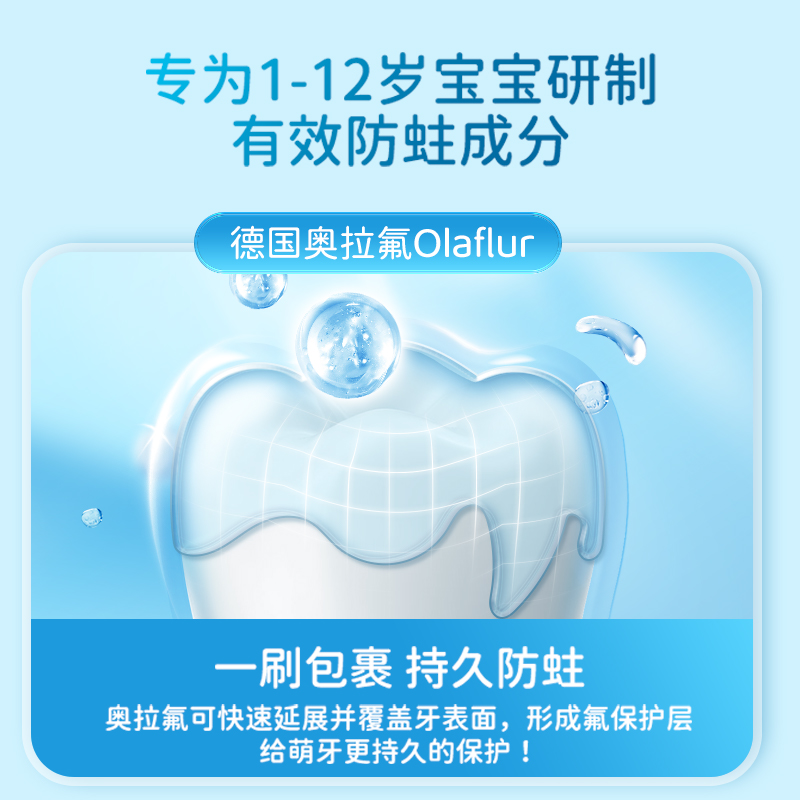 皓齿健 奥拉氟儿童牙膏3-12岁120g(草莓味)HCJ161B高清大图