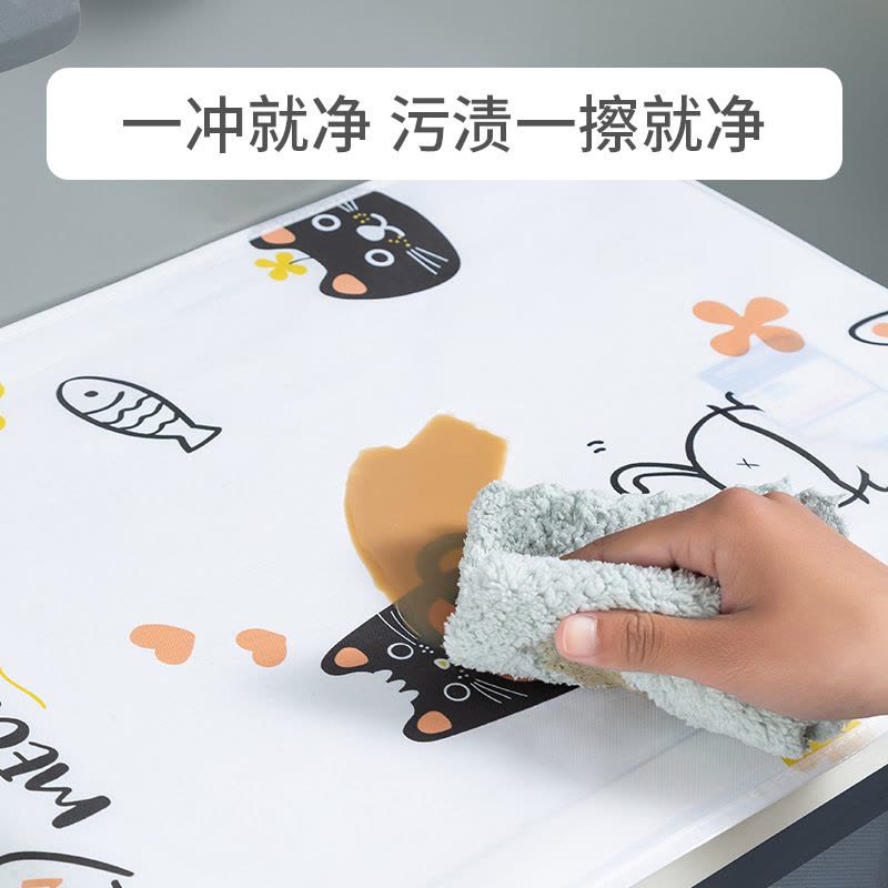 壹志防滑耐脏微波炉防尘罩子烤箱防油烟盖巾家用厨房防水防灰尘盖布通用卡通防污罩带置物收纳袋 趣味猫图片