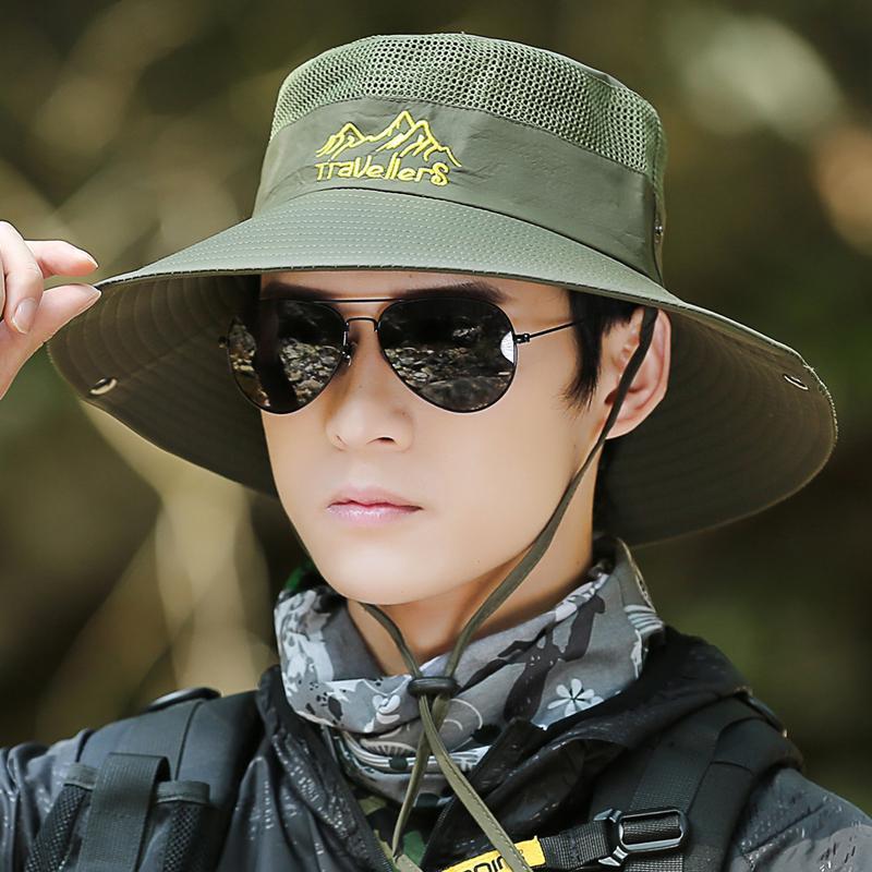 钓鱼帽子男士防晒防紫外线遮阳帽夏季休闲百搭渔夫帽男折叠太阳帽军