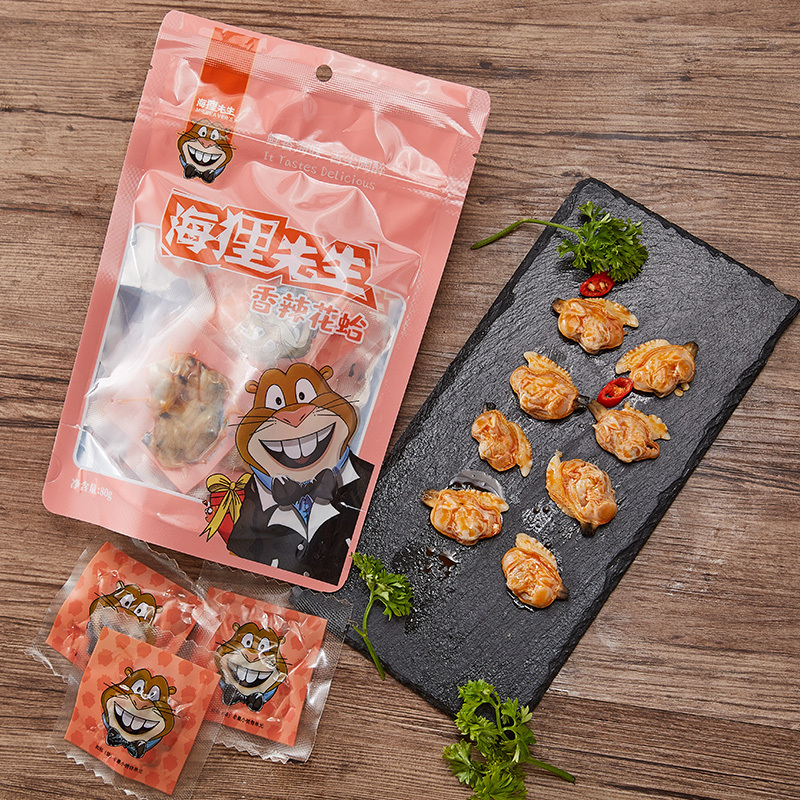 海狸先生香辣花蛤麻辣花甲开袋即食蚬子肉干大连特产海鲜零食小吃 80g*1袋香辣味(休闲零食)