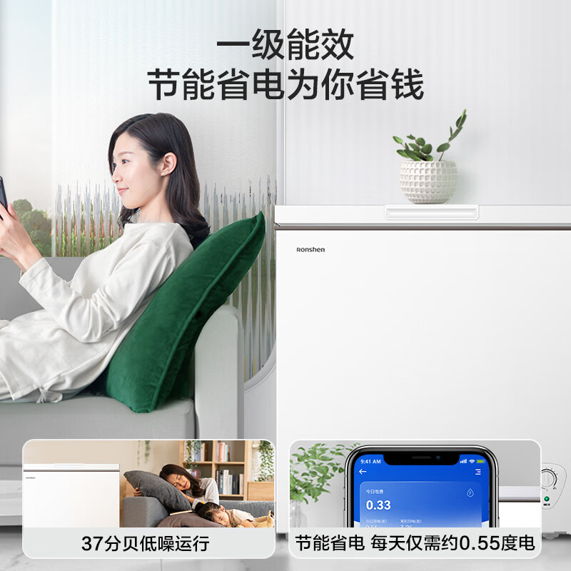 容声(Ronshen)200升减霜冰柜家商两用冷藏冷冻转换单温一级能效节能省电卧式冷柜 BD/BC-200ZMSMB